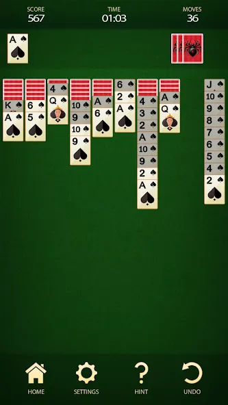 Spider Solitaire: Card Game (Спайдер Солитер)  [МОД Бесконечные монеты] Screenshot 3