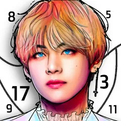 Скачать взломанную Kpop Paint by Numbers BT21  [МОД Mega Pack] - последняя версия apk на Андроид