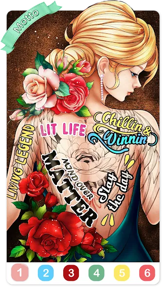 Tattoo Coloring games  [МОД Все открыто] Screenshot 5