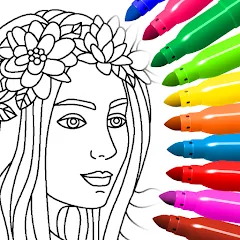 Скачать взлом Coloring for girls and women  [МОД Mega Pack] - полная версия apk на Андроид