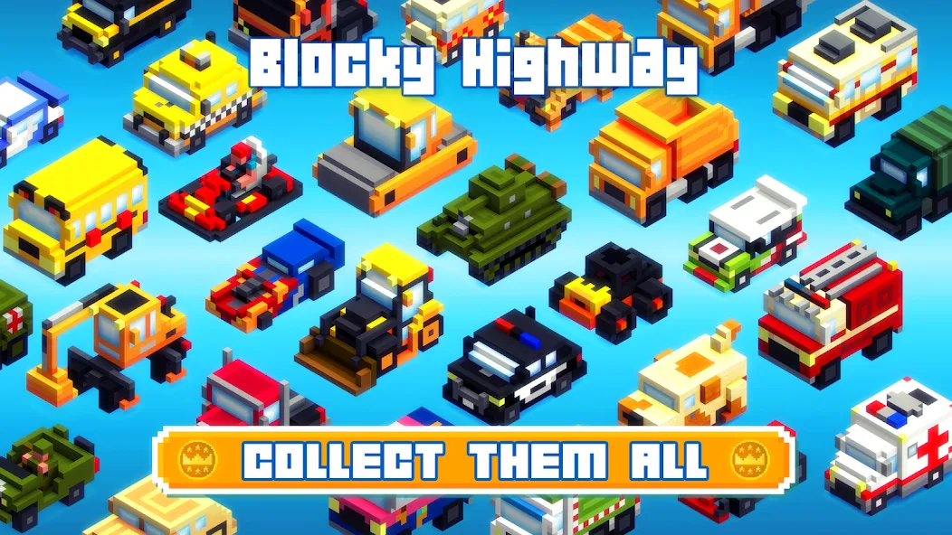 Blocky Highway: Traffic Racing (Блоки Хайвей)  [МОД Бесконечные деньги] Screenshot 3