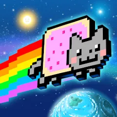 Скачать взломанную Nyan Cat: Lost In Space (Нян Кэт)  [МОД Бесконечные монеты] - последняя версия apk на Андроид
