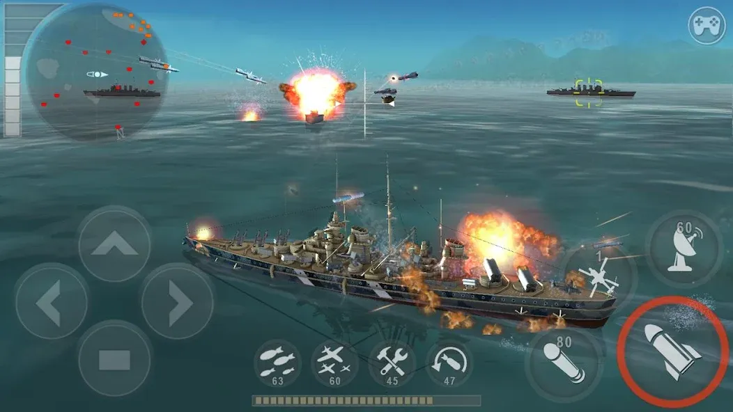 WARSHIP BATTLE:3D World War II  [МОД Бесконечные монеты] Screenshot 1
