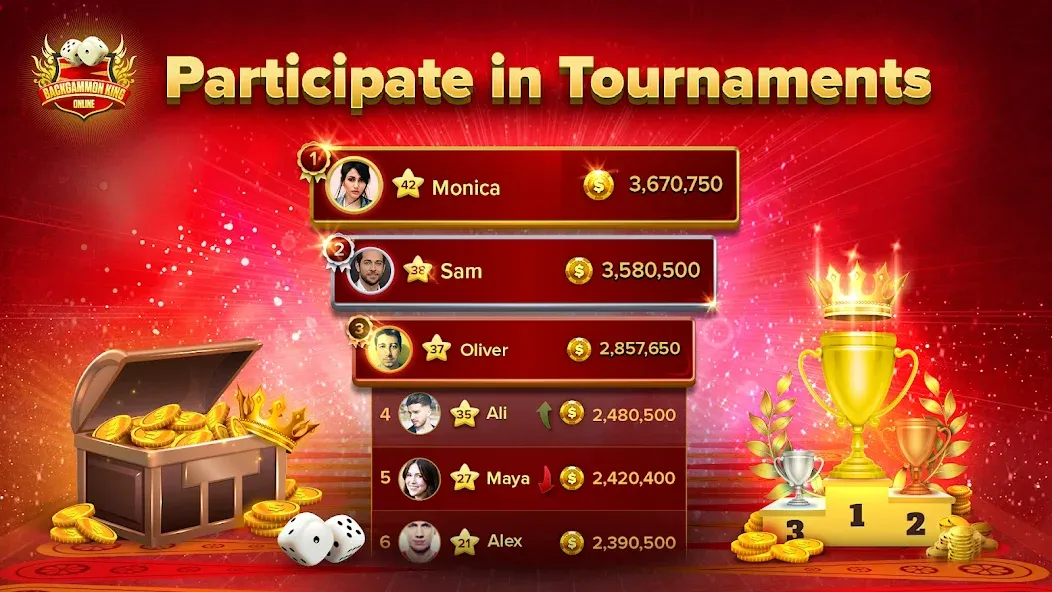 Backgammon King Online  [МОД Unlimited Money] Screenshot 2