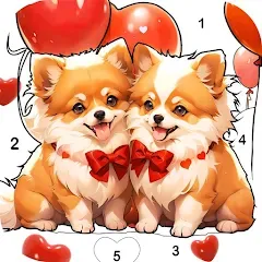 Скачать взломанную Dog Coloring, Color by number  [МОД Mega Pack] - стабильная версия apk на Андроид