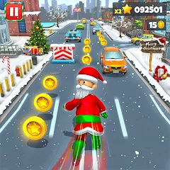 Скачать взлом Xmas Santa Surfer Running Game (Ксмас Санта Серфер Раннинг Гейм)  [МОД Много денег] - последняя версия apk на Андроид