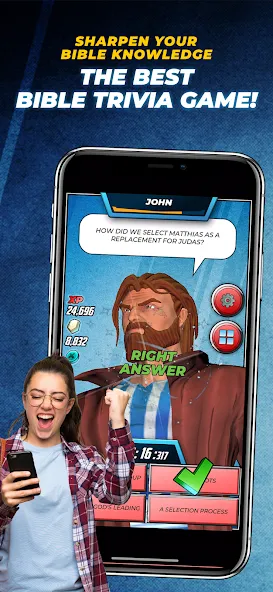 Bible Trivia Game: Heroes (Библейская игра викторина)  [МОД Бесконечные монеты] Screenshot 1
