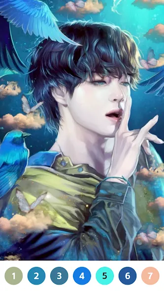 KPOP Paint by Number Coloring (КПОП Картина по номерам для раскрашивания)  [МОД Бесконечные монеты] Screenshot 2